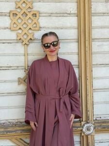 Modal tensel Abaya Takım Gülkurusu
