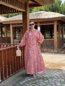 Pembe şal desen modal tensel katleya