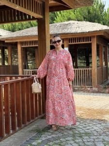 Pembe şal desen modal tensel katleya