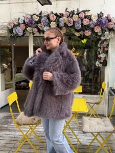 Premium Astarlı KÜRK uzun Antrasit