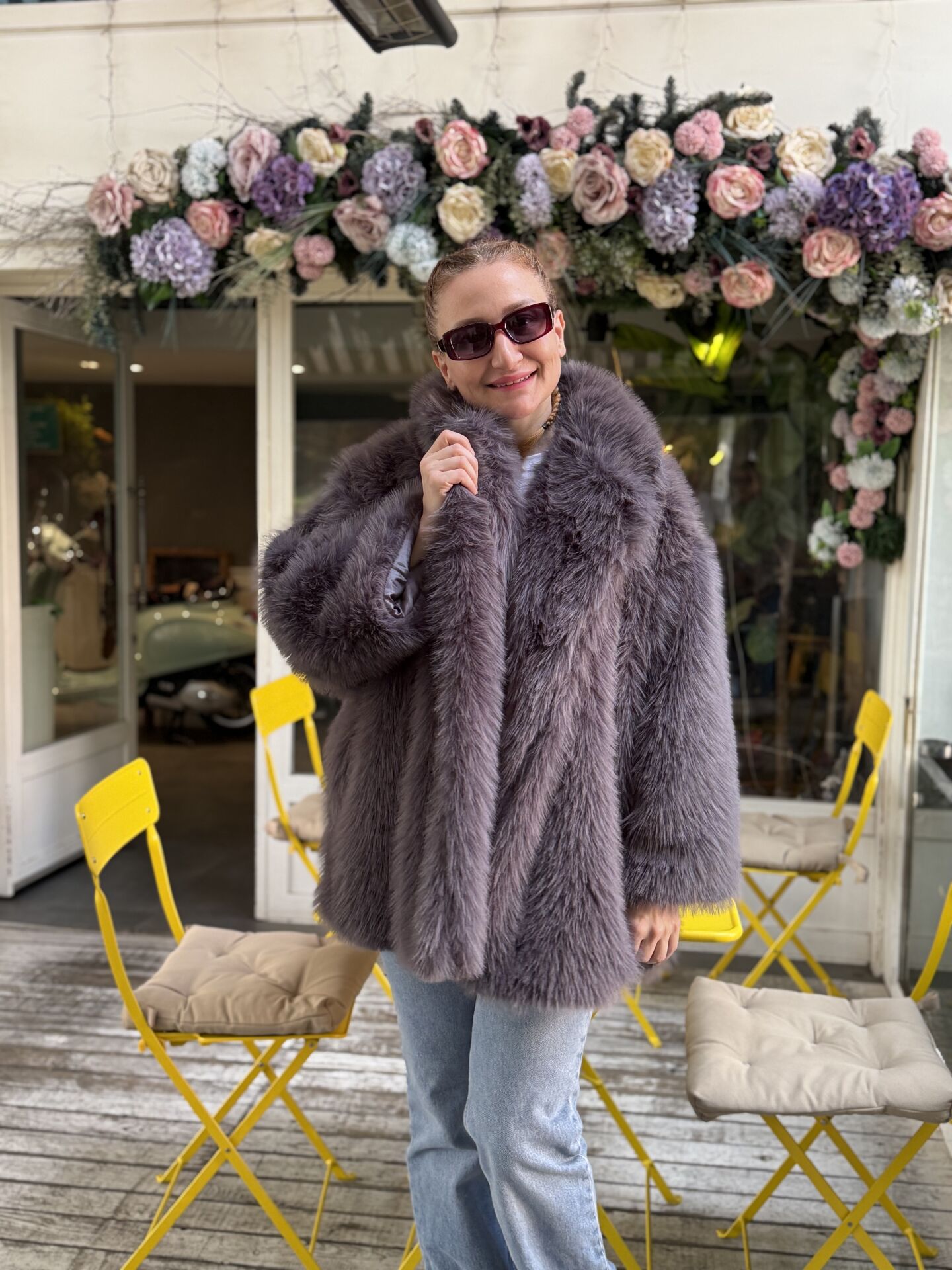 Premium Astarlı KÜRK uzun Antrasit