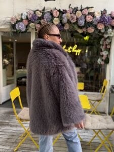 Premium Astarlı KÜRK uzun Antrasit