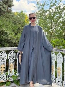 Modal tensel Abaya Takım İndigo
