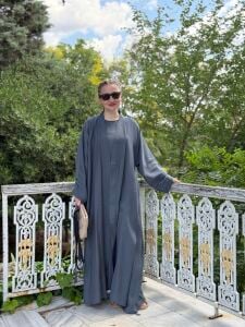 Modal tensel Abaya Takım İndigo