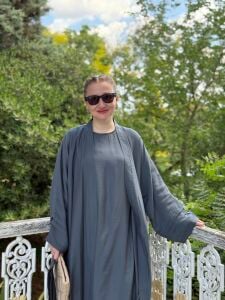 Modal tensel Abaya Takım İndigo