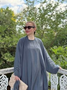 Modal tensel Abaya Takım İndigo