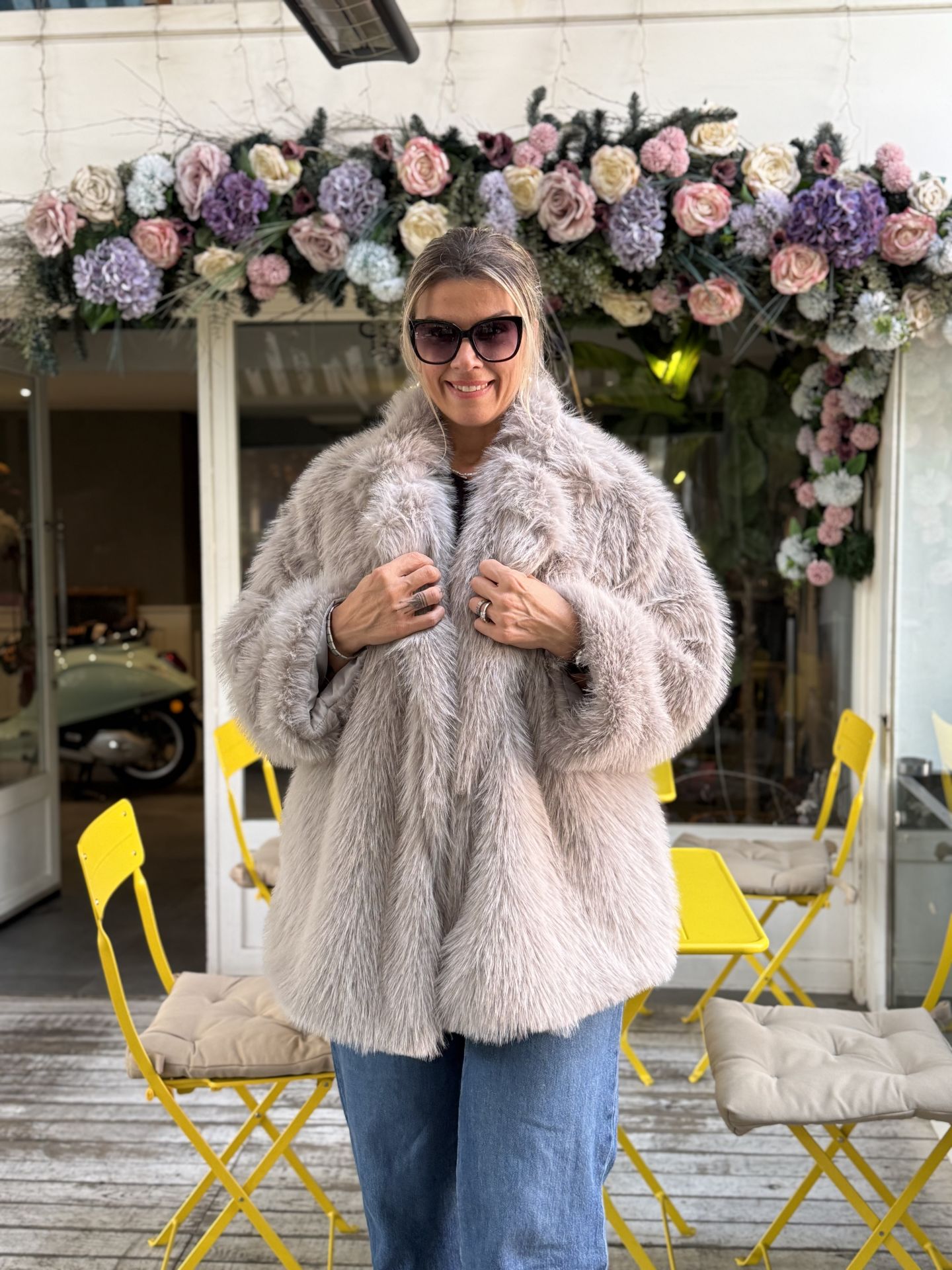 Premium Astarlı KÜRK uzun Gri