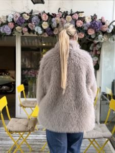 Premium Astarlı KÜRK uzun Gri