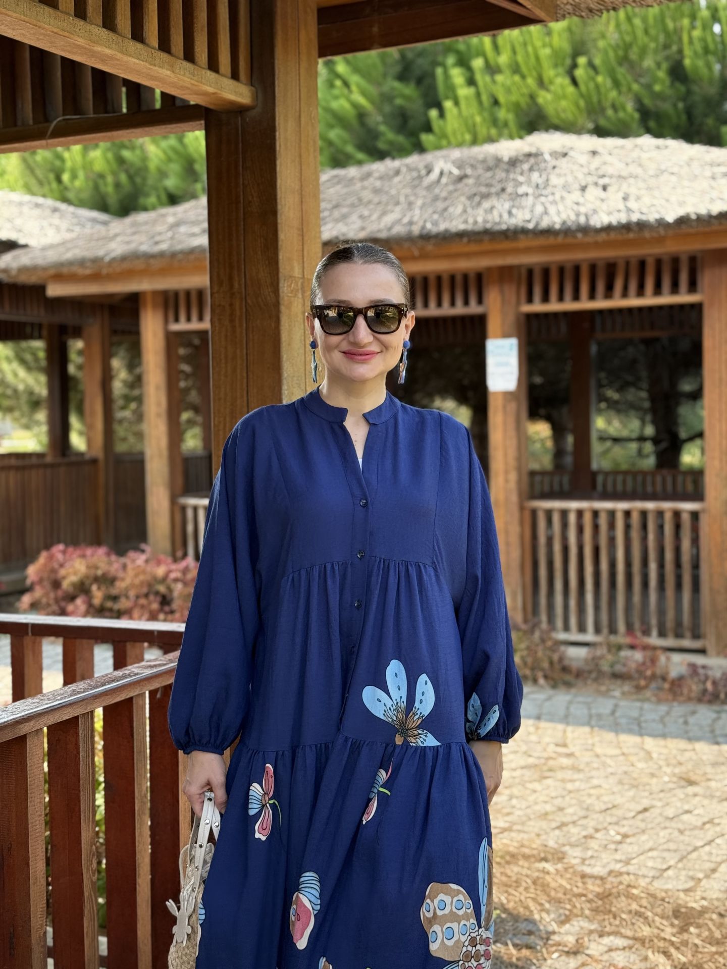 Lacivert mango katleya elbise