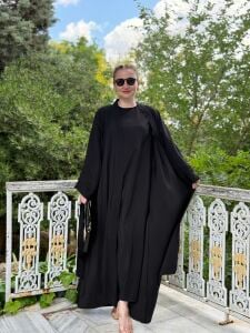 Modal tensel Abaya Takım Siyah