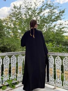 Modal tensel Abaya Takım Siyah