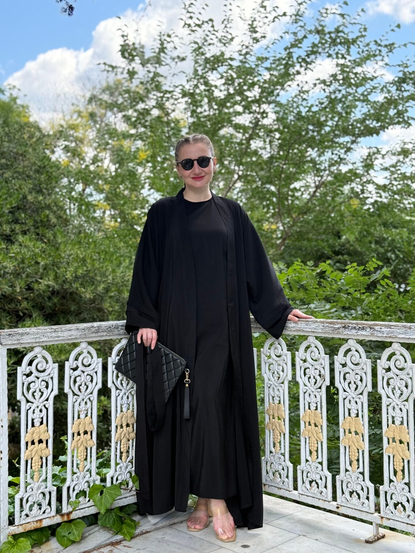 Modal tensel Abaya Takım Siyah