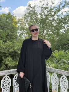 Modal tensel Abaya Takım Siyah