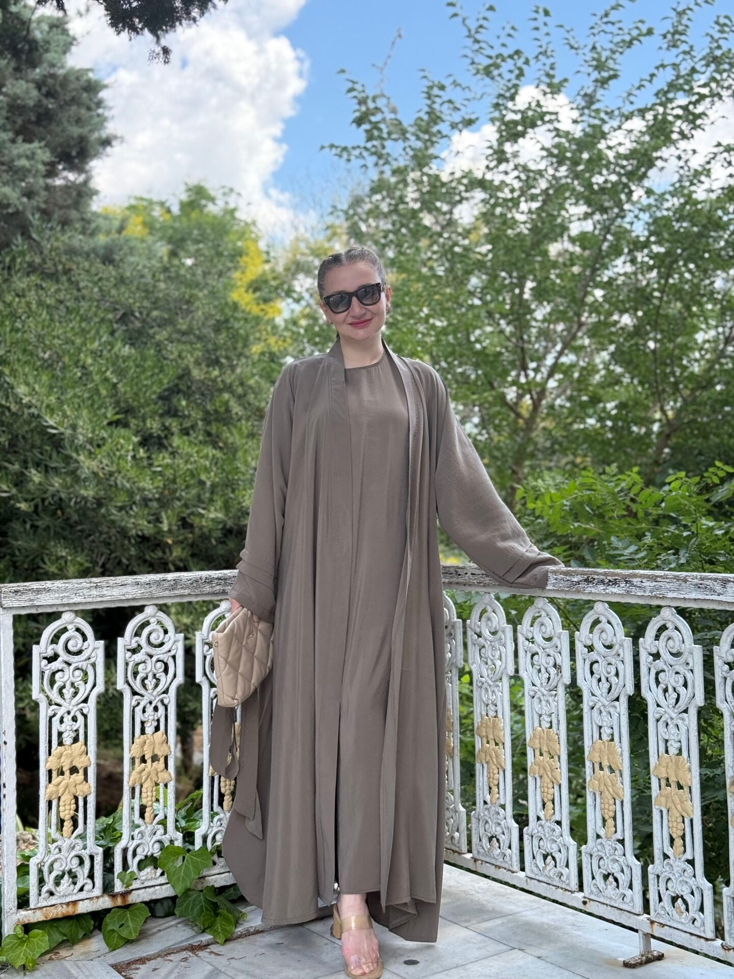 Modal tensel Abaya Takım Haki