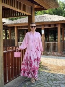 Pembe mango katleya elbise