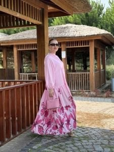 Pembe mango katleya elbise