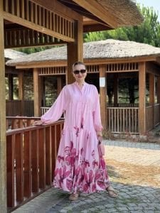 Pembe mango katleya elbise