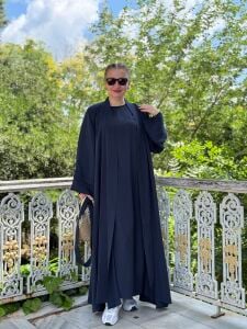 Modal tensel Abaya Takım Lacivert