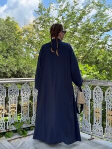 Modal tensel Abaya Takım Lacivert