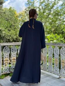 Modal tensel Abaya Takım Lacivert