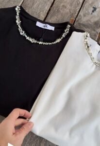 BEYAZ taşlı Adl tişört