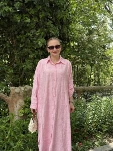 Fisto Nakışlı pamuk takım pembe