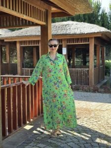 Denizkabuğu gömlek elbise yeşil