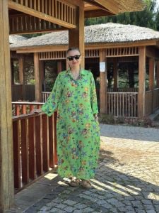 Denizkabuğu gömlek elbise yeşil