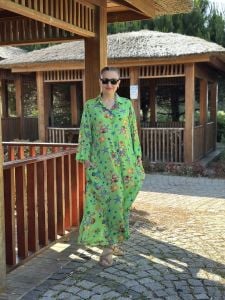 Denizkabuğu gömlek elbise yeşil