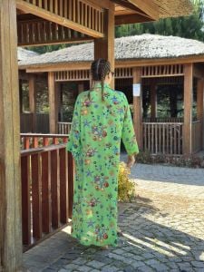 Denizkabuğu gömlek elbise yeşil