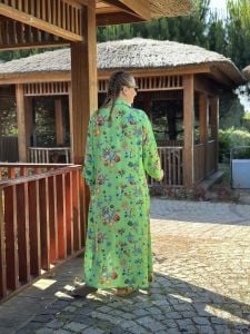 Denizkabuğu gömlek elbise yeşil