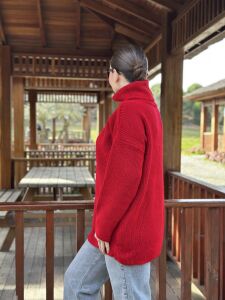 Balıkçı oversize kazak kırmızı