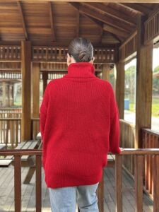 Balıkçı oversize kazak kırmızı