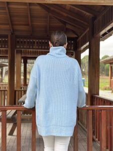 Balıkçı oversize kazak bebe mavi