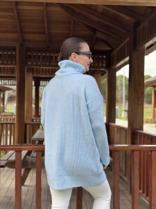 Balıkçı oversize kazak bebe mavi