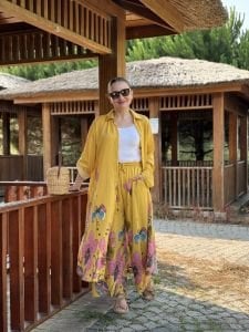 Sarı jena pamuk Takım