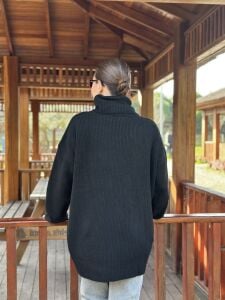 Balıkçı oversize kazak siyah