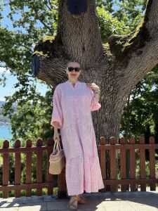 Polo Brode Patlı tensel elbise Pembe