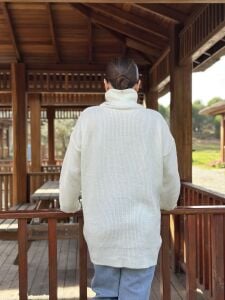 Balıkçı oversize kazak kırık beyaz