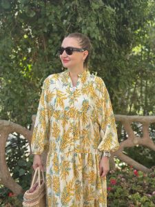 Yellow Mimoza tensel katleya elbise