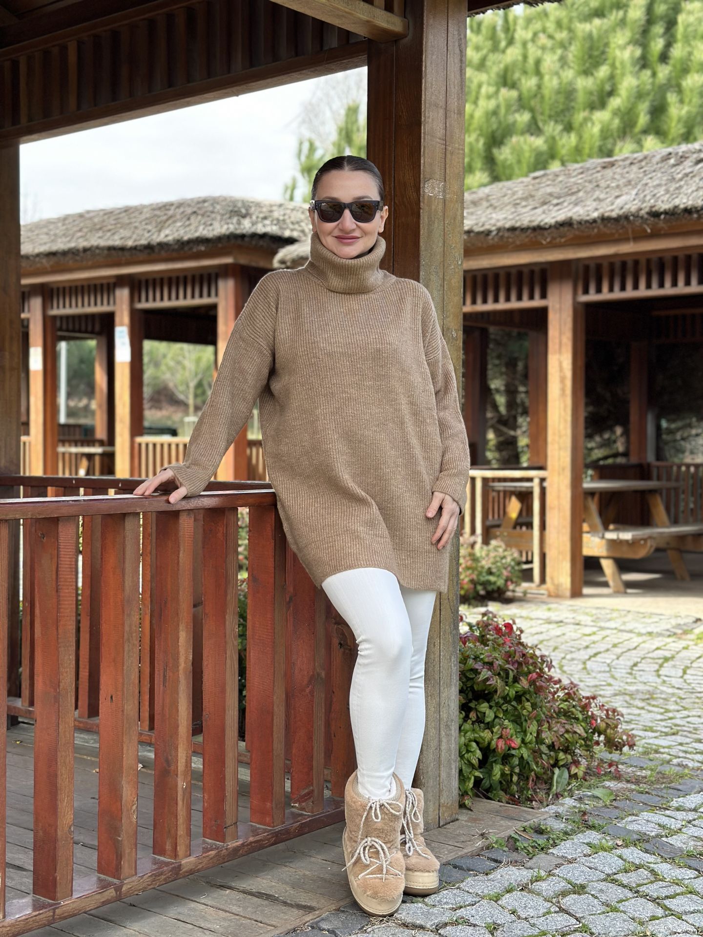 Balıkçı oversize kazak camel