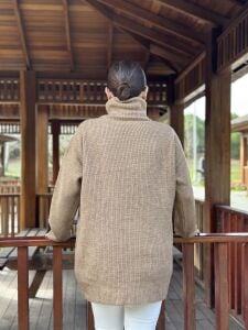 Balıkçı oversize kazak camel