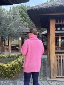 Balıkçı oversize kazak pembe