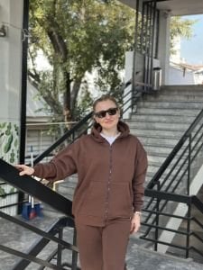 Kahve Unisex Fermuarlı Oversize ORJ eşofman Takım