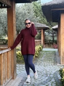 Balıkçı oversize kazak bordo