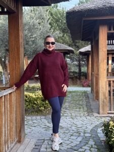 Balıkçı oversize kazak bordo