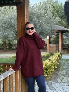 Balıkçı oversize kazak bordo