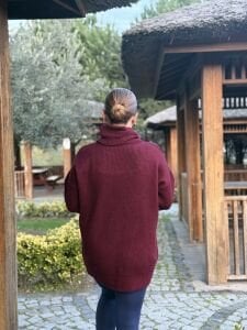 Balıkçı oversize kazak bordo