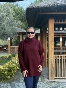 Balıkçı oversize kazak bordo