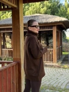 Balıkçı oversize kazak kahve